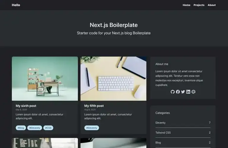 Blue Dark Nextjs Theme screenshot