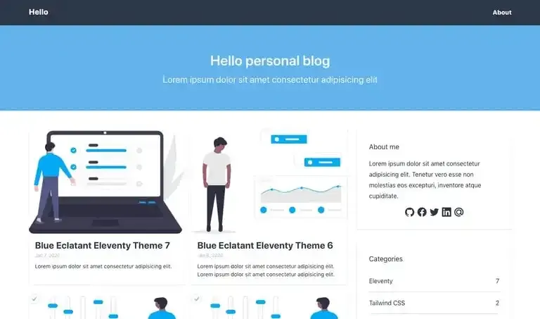 Blue Eclatant Eleventy Theme screenshot