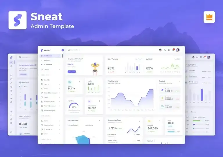 Free Sneat Admin Dashboard UI Kit Template screenshot