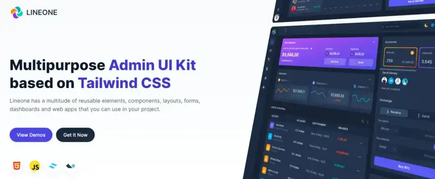 Lineone - Multipurpose Admin & Webapp UI kit screenshot
