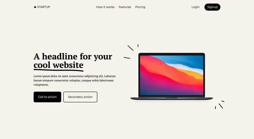 Startup Landingpage screenshot