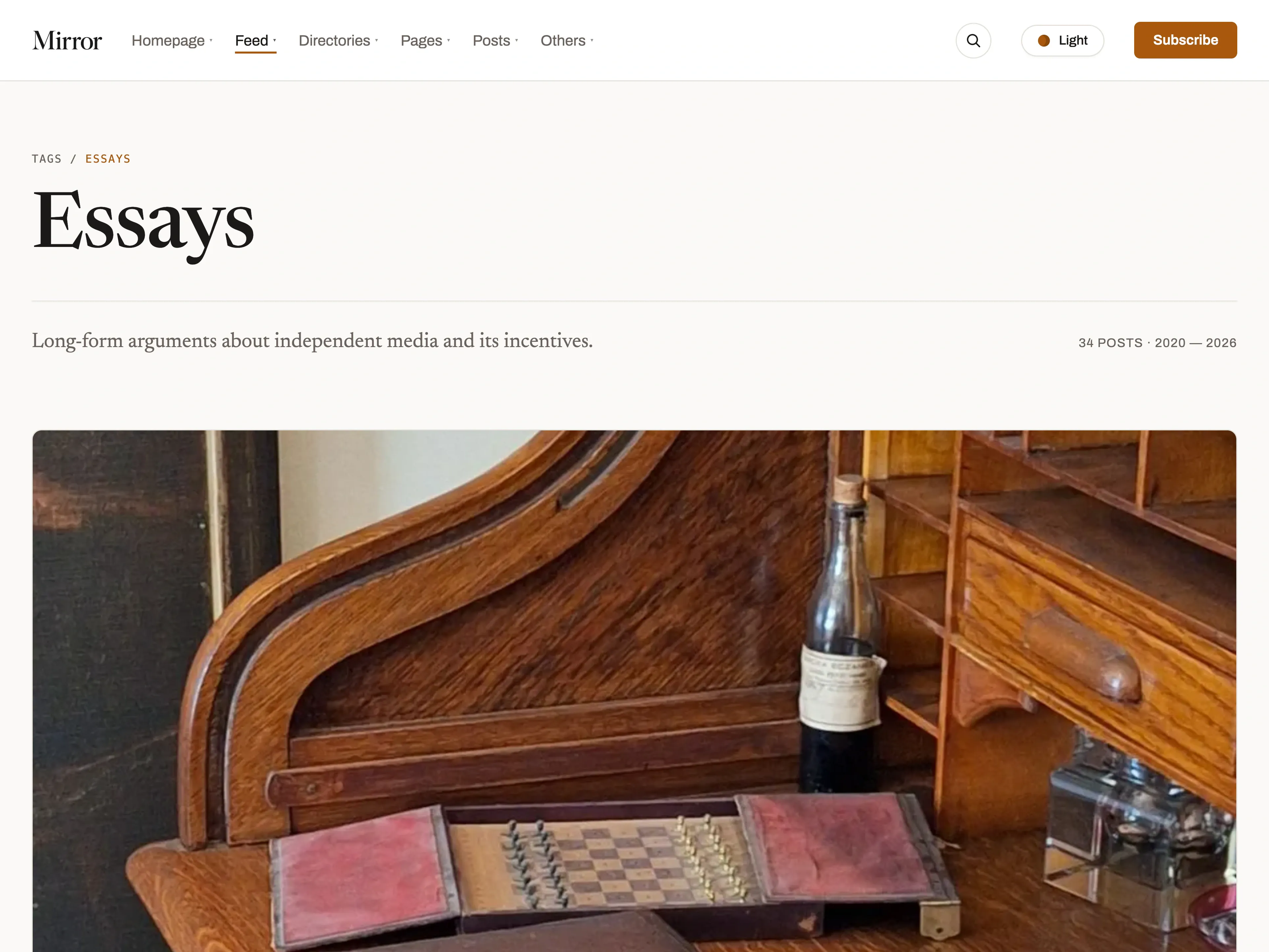 The Essays tag archive on the Mirror demo