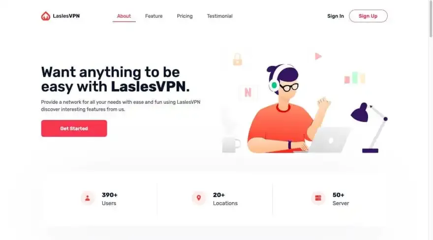 VPN Landingpage screenshot